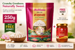 Premium Raw Makhana 250g with FREE 50g Pure Honey Healthy Fox Nuts  High Protein - Image 2