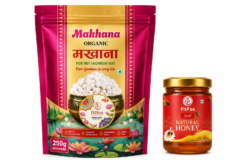 Premium Raw Makhana 250g with FREE 50g Pure Honey Healthy Fox Nuts  High Protein - Image 3